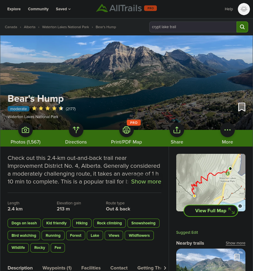 Bears Hump map