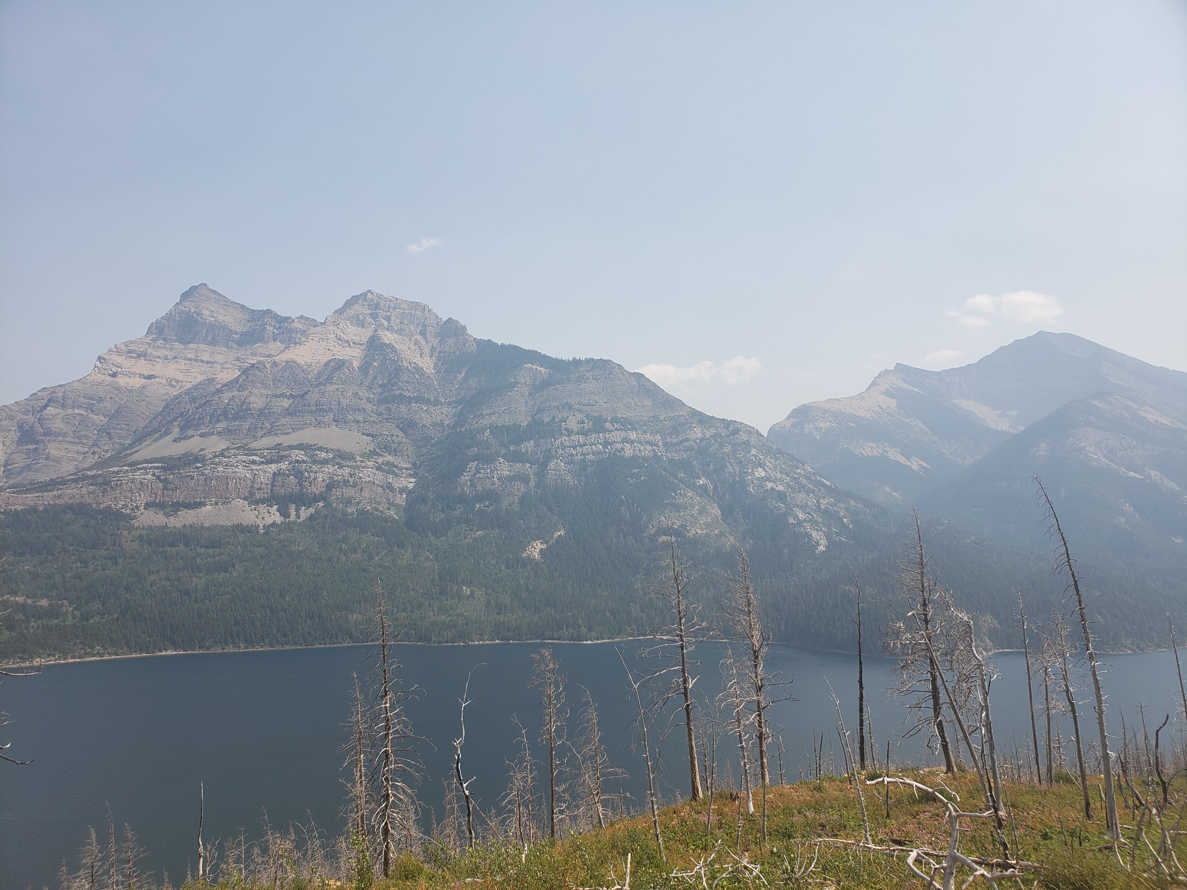 Vimy Peak and the route to Crypt Lake visible from the opposite side of Upper Waterton Lake