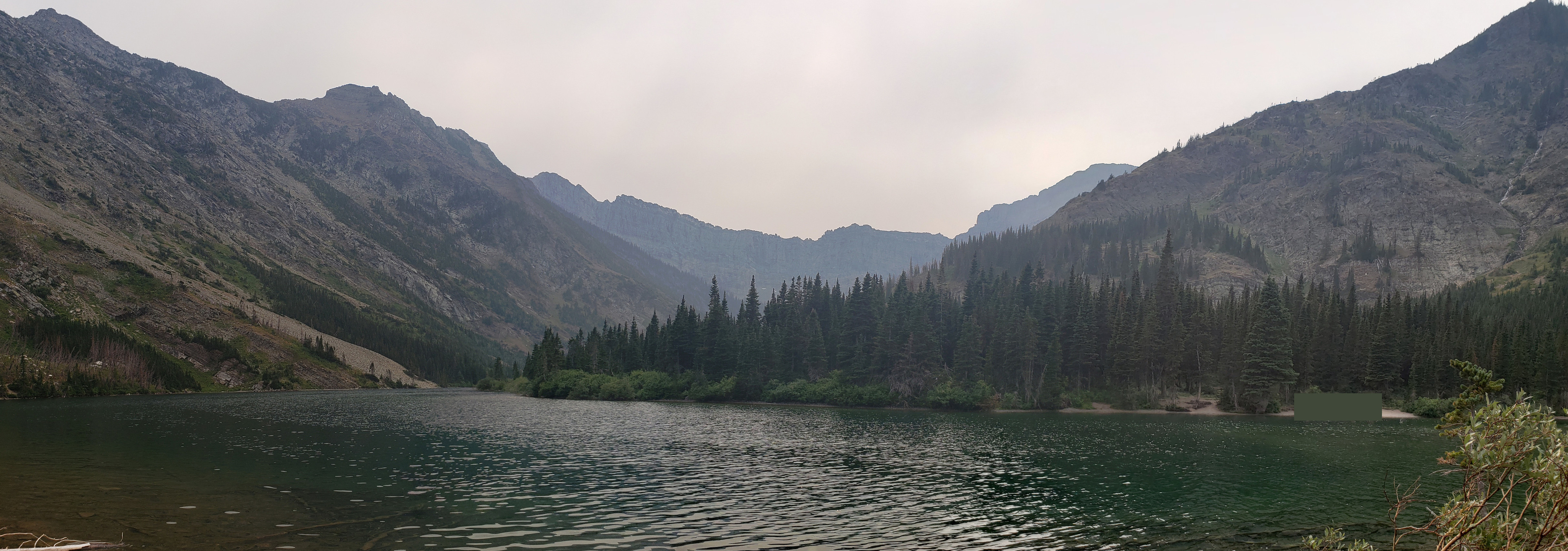 Panoramic view of Bertha Lake from the south shore