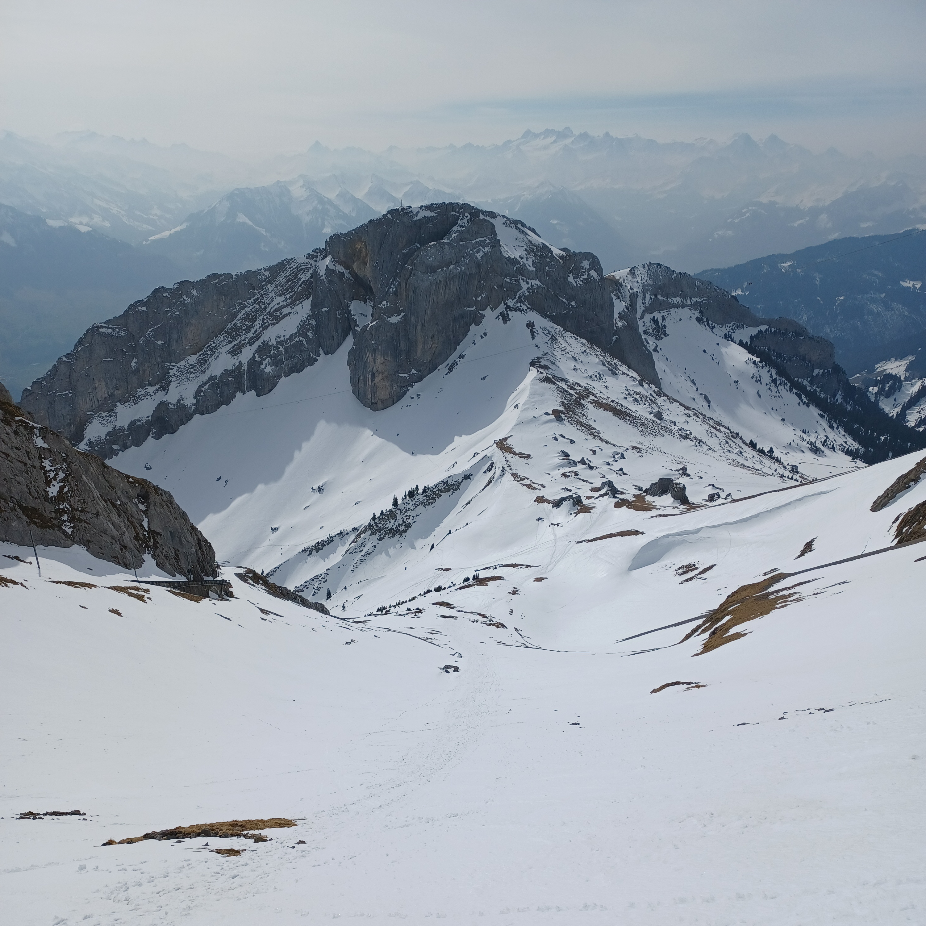 Matthorn from Pilatus Kulm with alps visible in the background