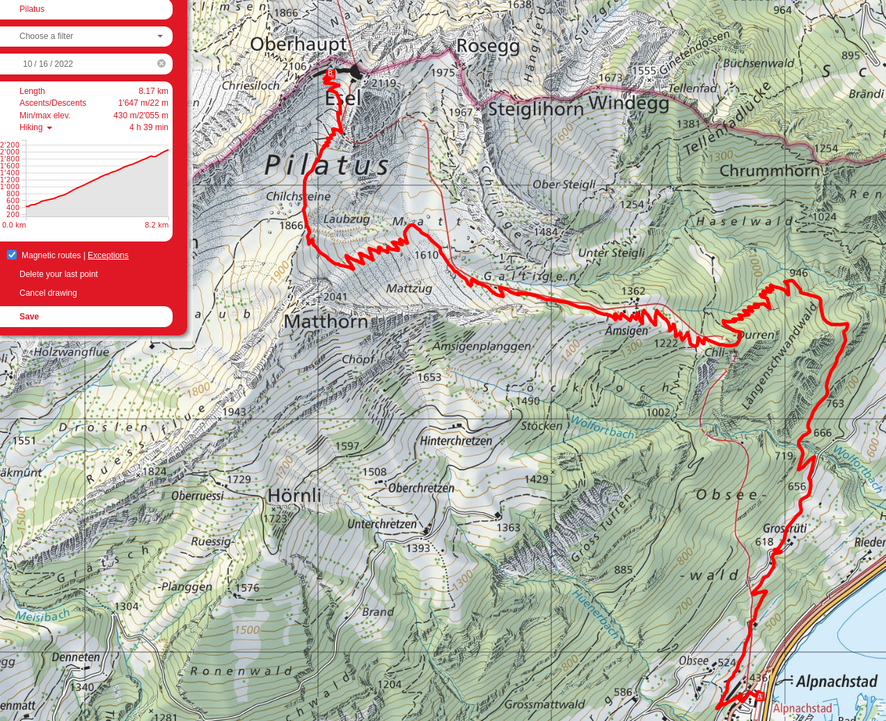 Pilatus route map
