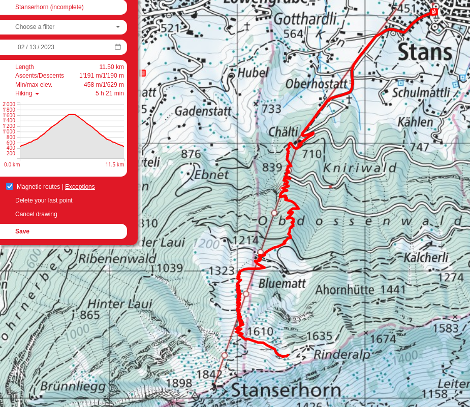 Stanserhorn route map