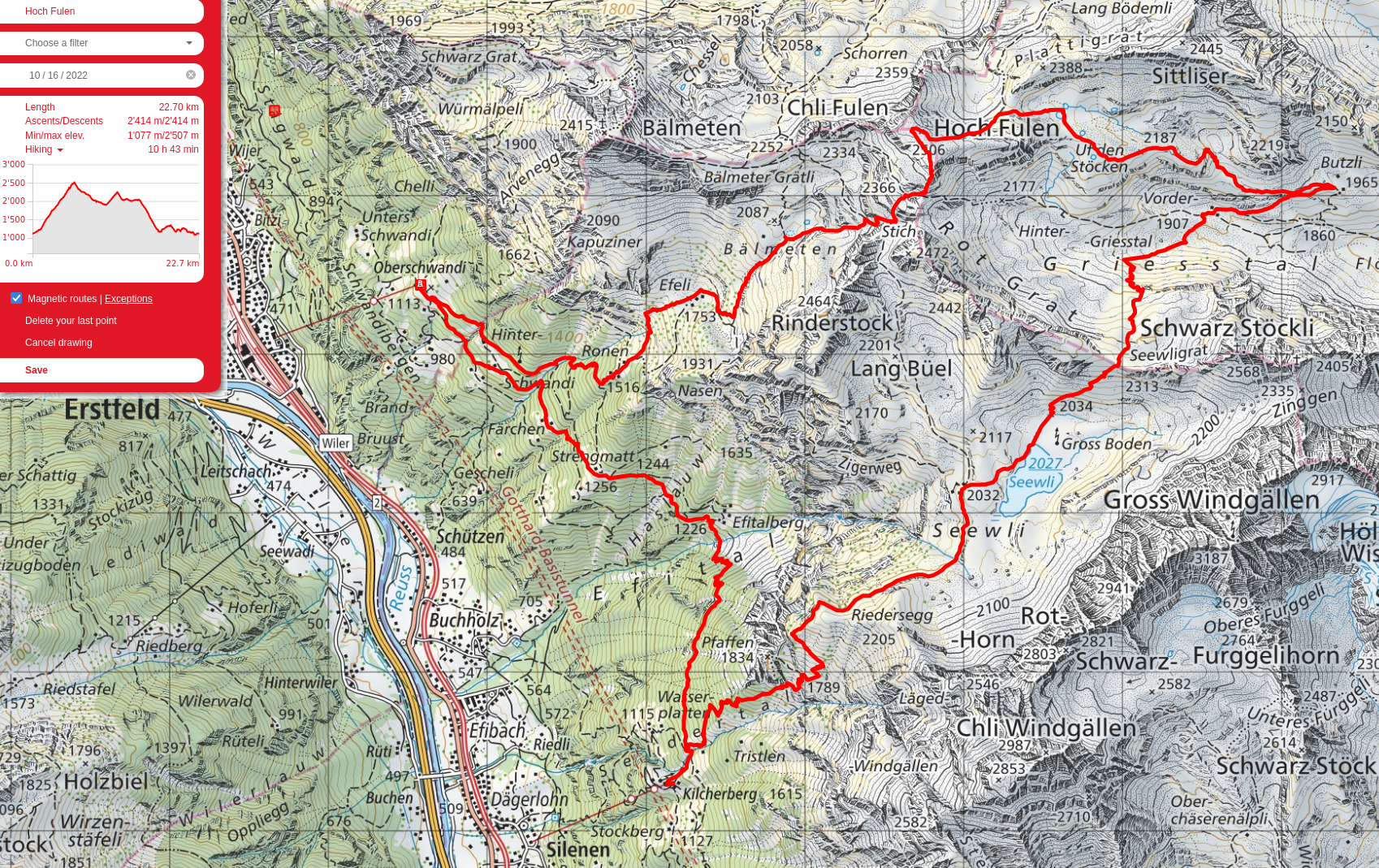Hoch Fulen route map