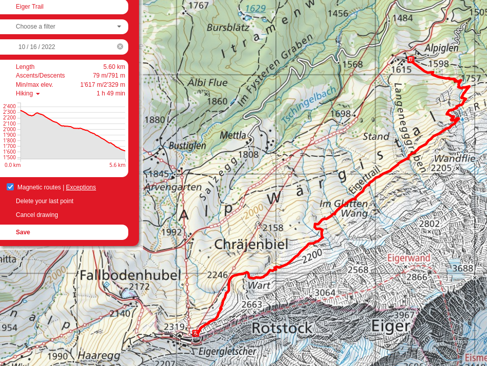 Eiger Trail route map