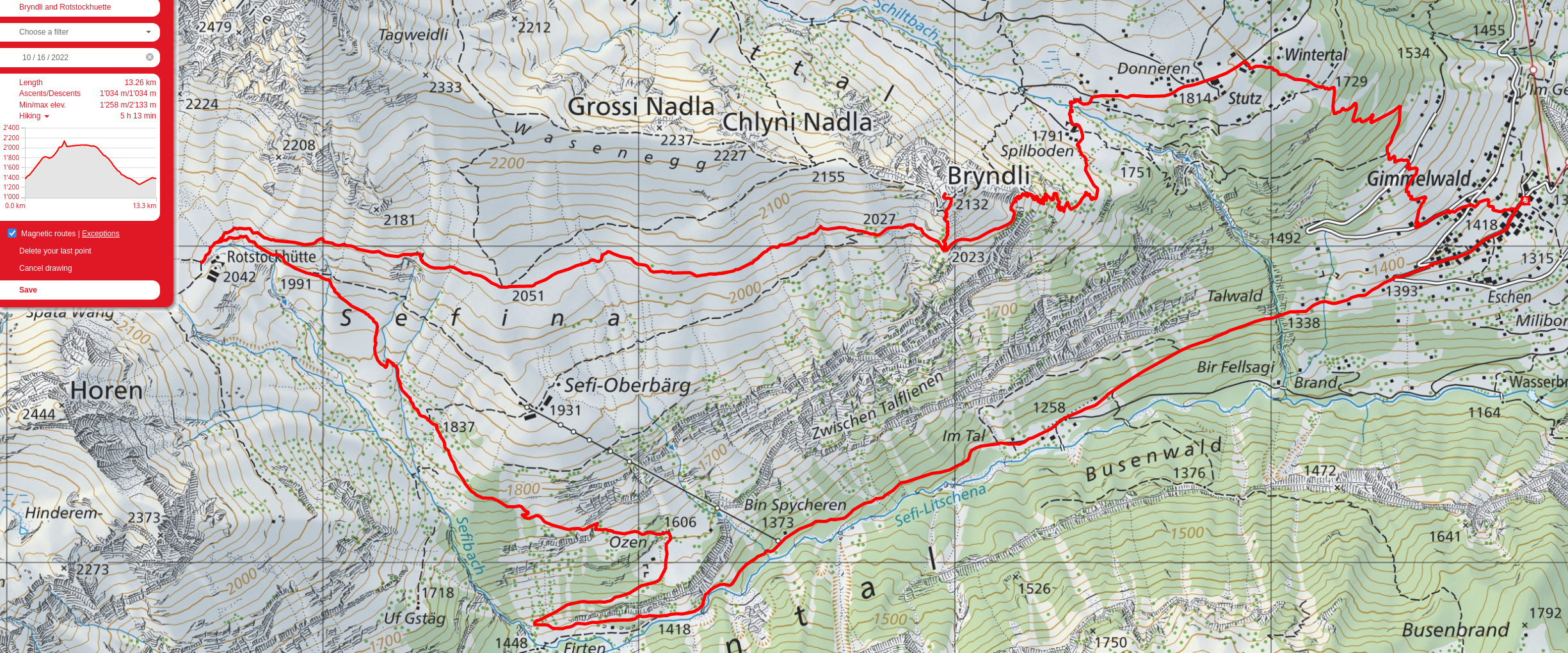 Bryndli route map
