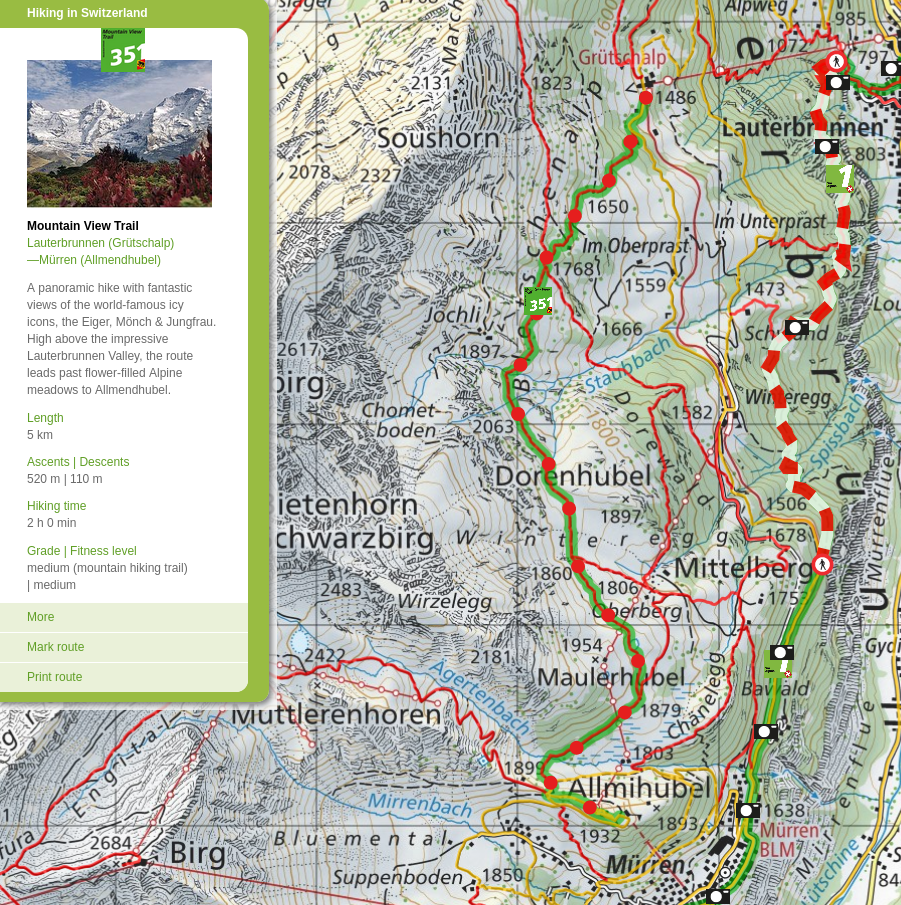 Mountain View Trail route map