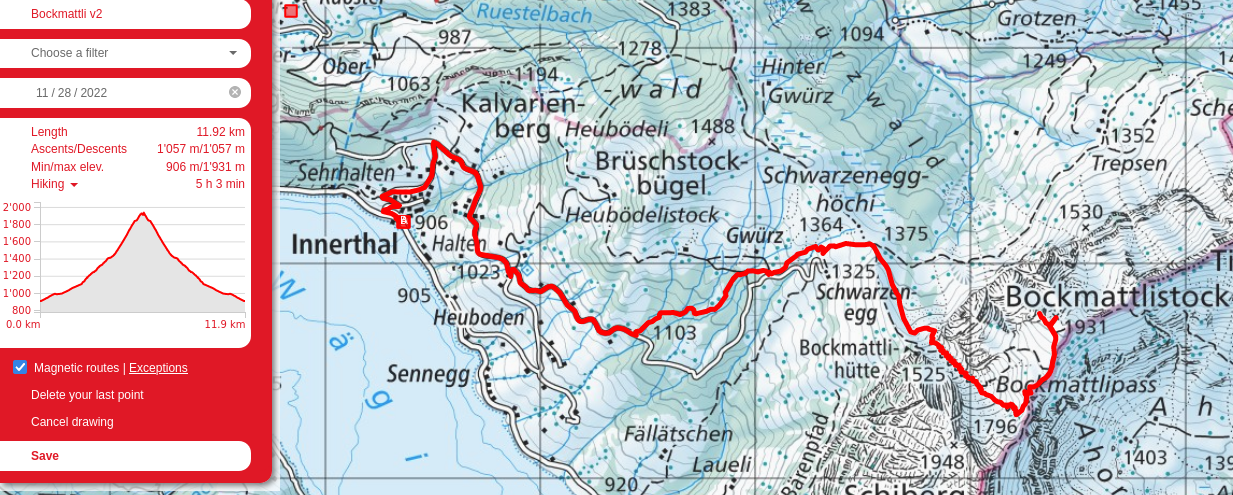 Bockmattli route map