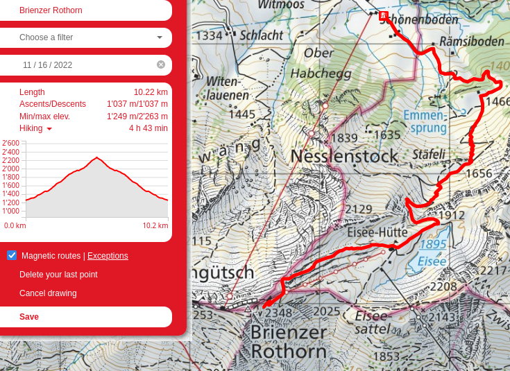 Brienzer Rothorn route map