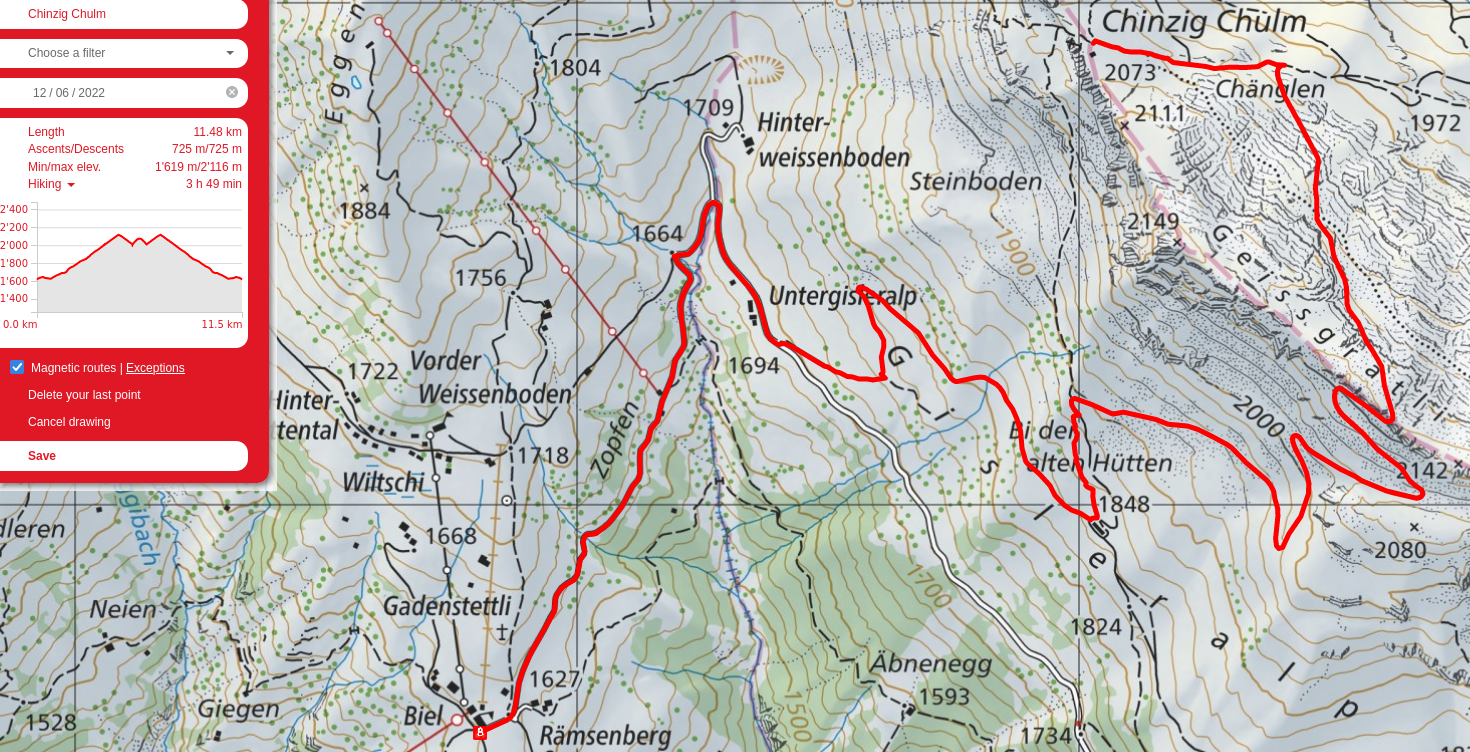 Chinzig Chulm route map