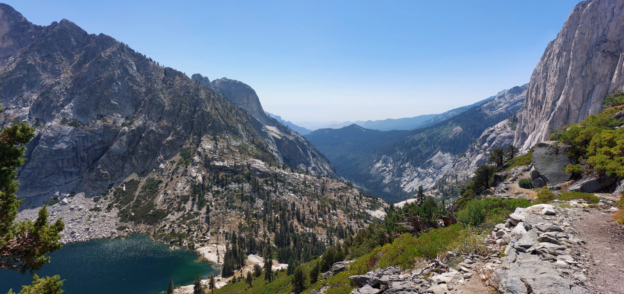 Hamilton Lake on left, trail on right