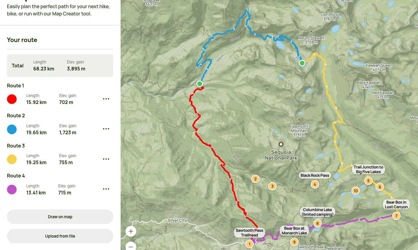 Map of route