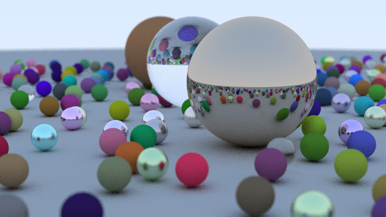 Rendering of balls of various sizes and materials